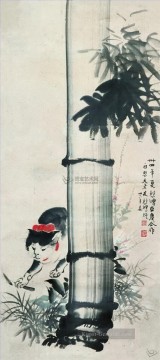  bambus - Xu Beihong Katze und Bambus Kunst Chinesische